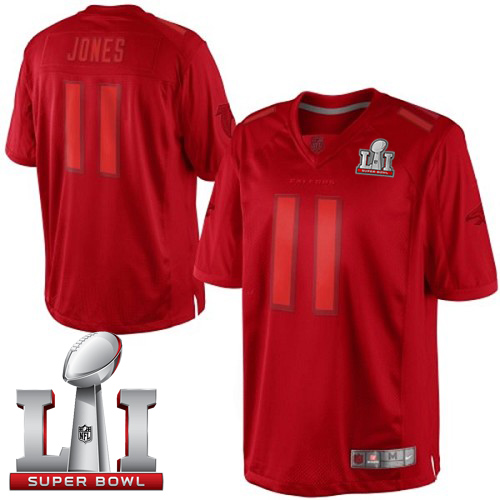 Nike Falcons #11 Julio Jones Red Super Bowl LI 51 Men's Stitched NFL Drenched Limited Jersey